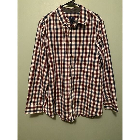 George Red Blue Long Sleeve Button Up Western Shirt Size 2XL - Picture 1 of 6